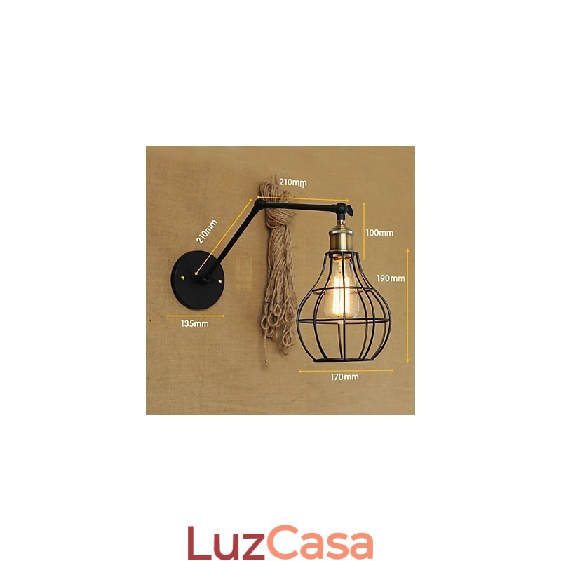 Arandelas de parede Luzes de balanço Luzes de parede de leitura Mini estilo rústico Lodge Metal