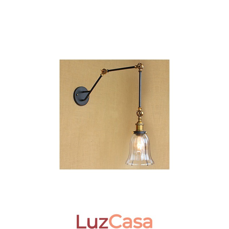 Abajur de vidro retrô simples americano country com três ajustes de comprimento do tubo de braço longo