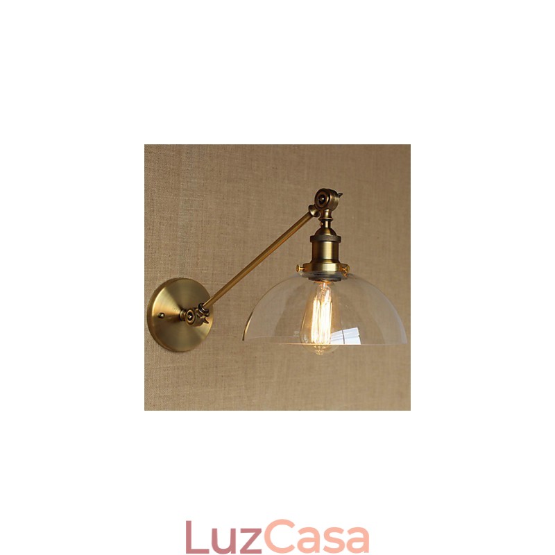 O ferro vidro bronze latão braço estilo retro criativo americano country hall quarto lâmpada de parede
