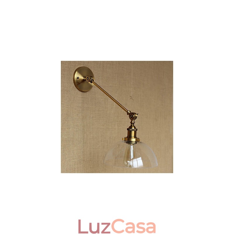 O ferro vidro bronze latão braço estilo retro criativo americano country hall quarto lâmpada de parede