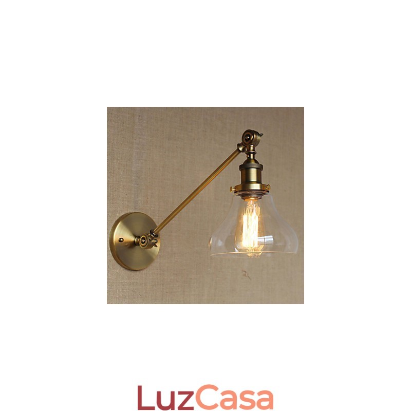 O ferro vidro bronze latão braço estilo retro criativo americano country hall quarto lâmpada de parede