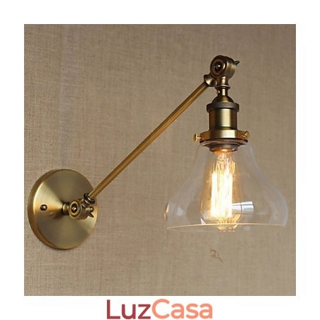 O ferro vidro bronze latão braço estilo retro criativo americano country hall quarto lâmpada de parede
