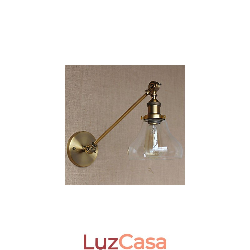 O ferro vidro bronze latão braço estilo retro criativo americano country hall quarto lâmpada de parede