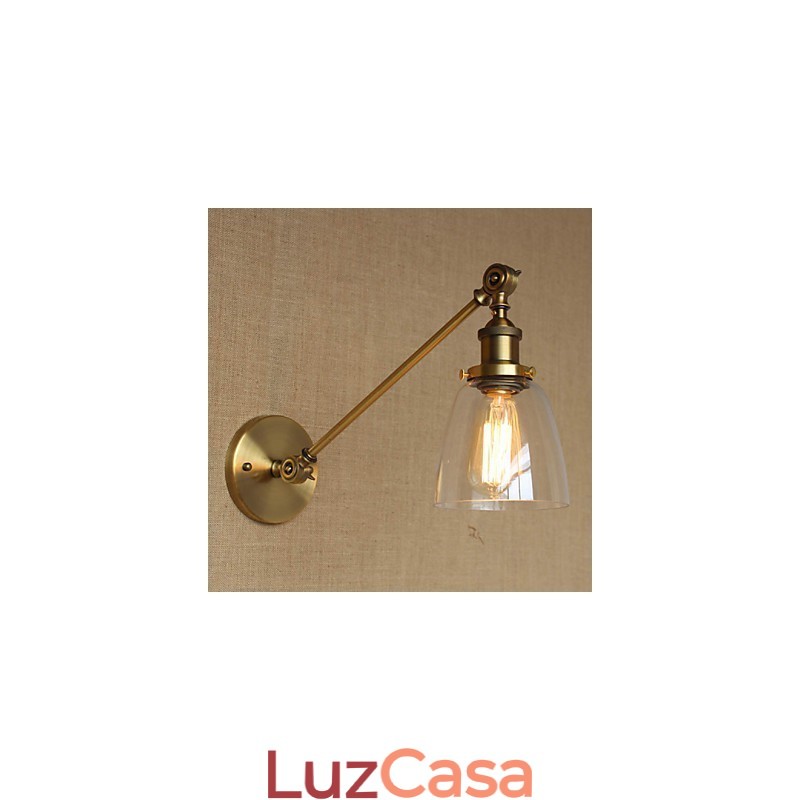 O ferro vidro bronze latão braço estilo retro criativo americano country hall quarto lâmpada de parede