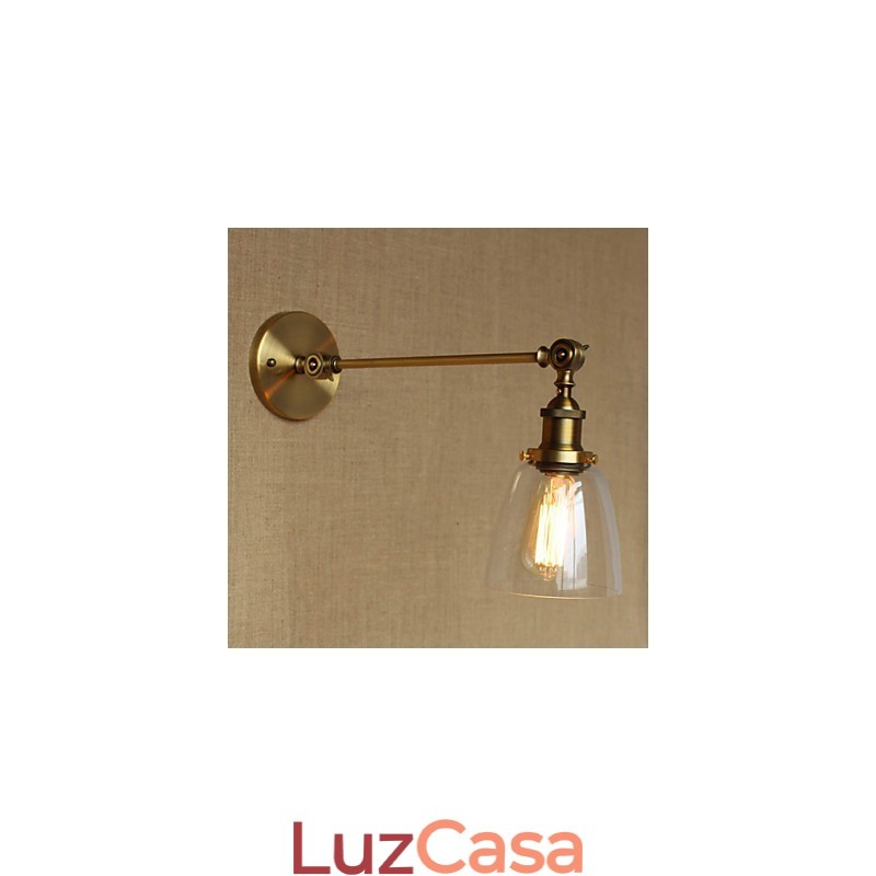 O ferro vidro bronze latão braço estilo retro criativo americano country hall quarto lâmpada de parede