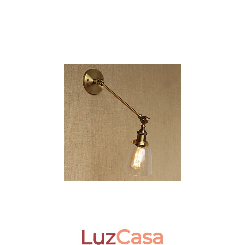 O ferro vidro bronze latão braço estilo retro criativo americano country hall quarto lâmpada de parede