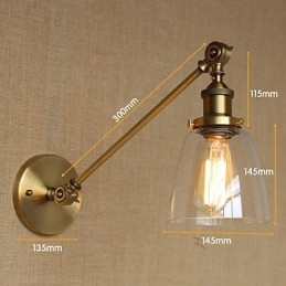 O ferro vidro bronze latão braço estilo retro criativo americano country hall quarto lâmpada de parede