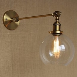 O ferro vidro bronze latão braço estilo retro criativo americano country hall quarto lâmpada de parede