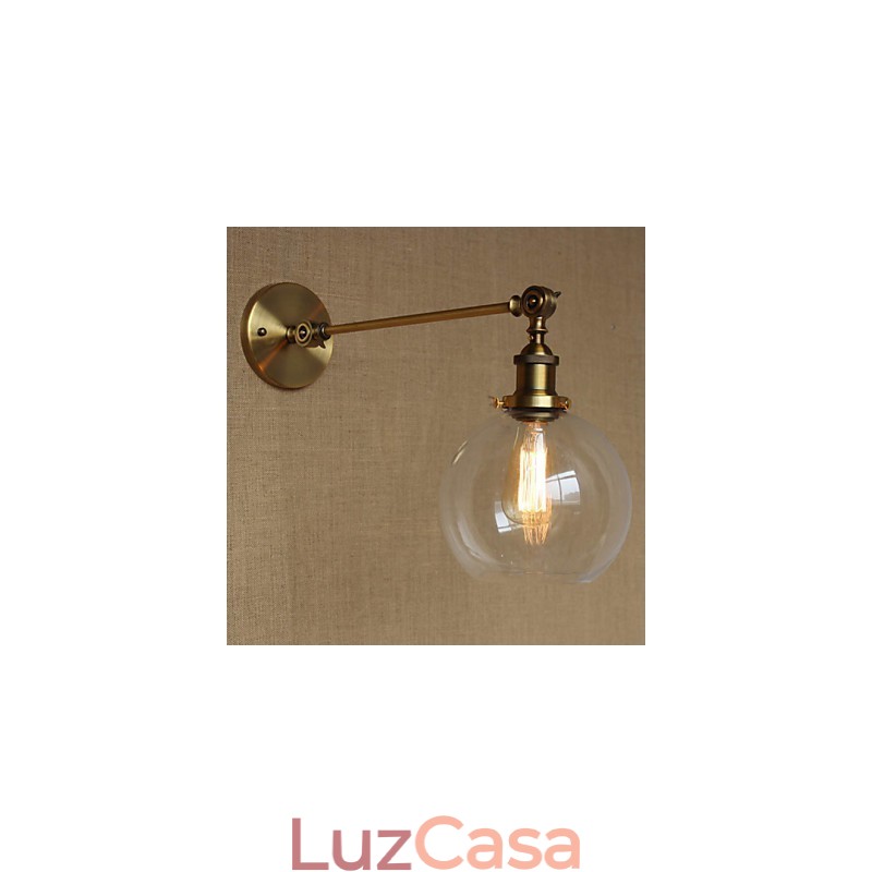 O ferro vidro bronze latão braço estilo retro criativo americano country hall quarto lâmpada de parede