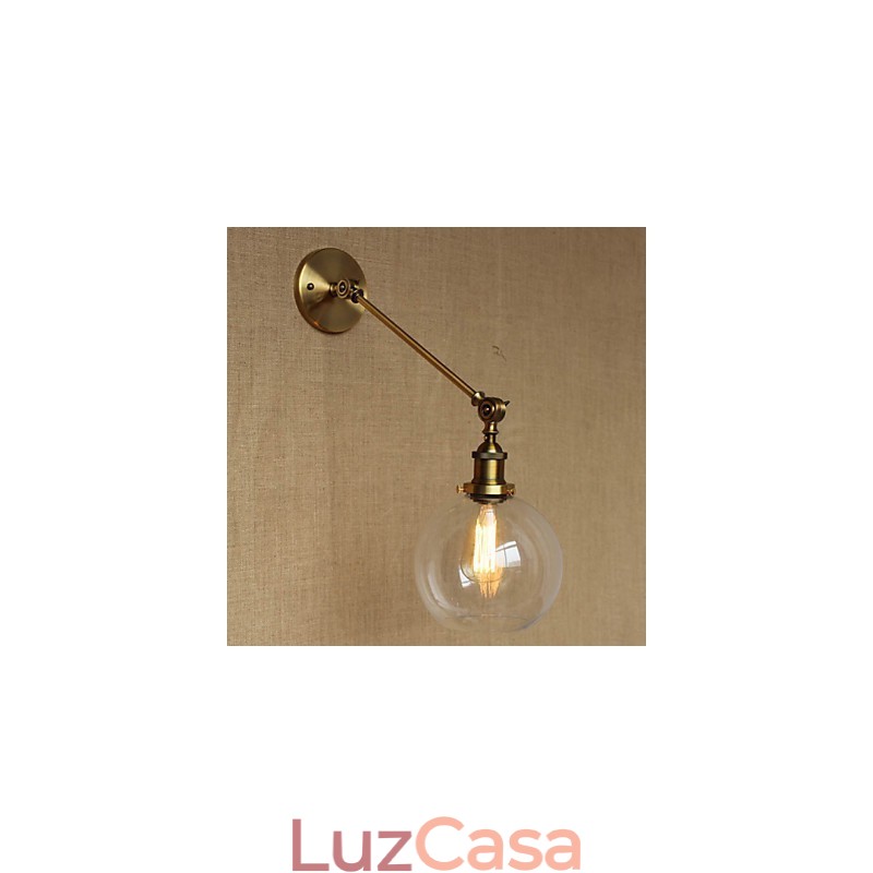 O ferro vidro bronze latão braço estilo retro criativo americano country hall quarto lâmpada de parede