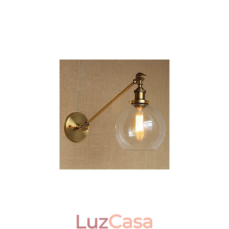O ferro vidro bronze latão braço estilo retro criativo americano country hall quarto lâmpada de parede
