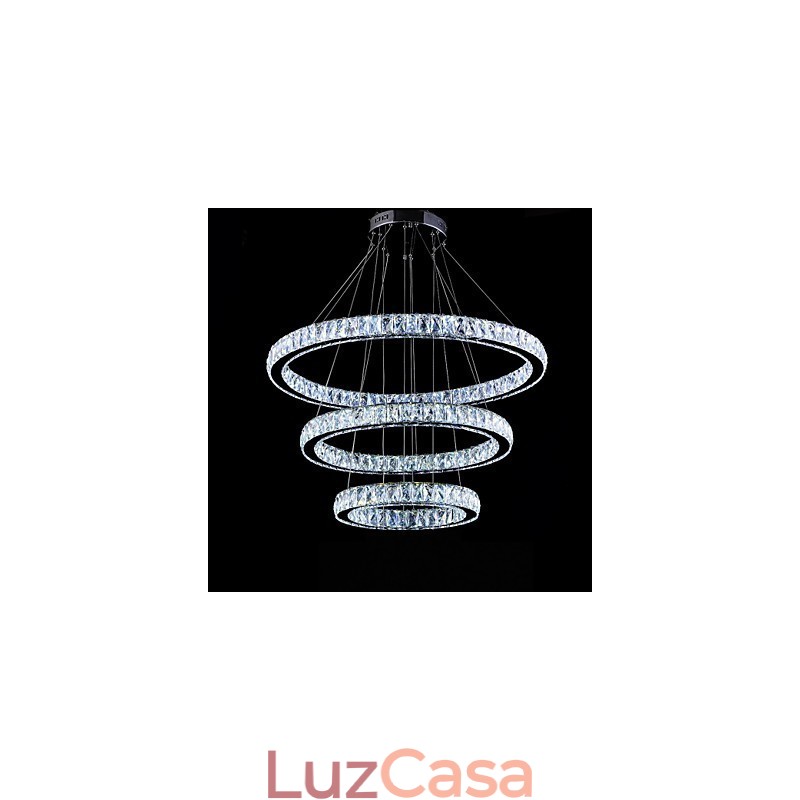 Luminária pendente de cristal moderna iluminação três anéis D406080 K9 grandes luminárias de teto de cristal