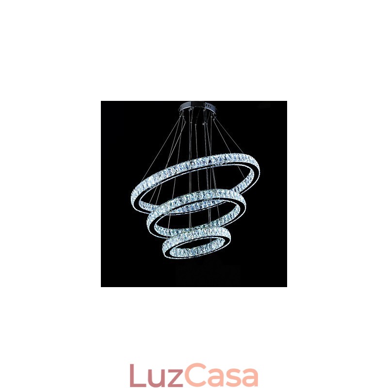 Luminária pendente de cristal moderna iluminação três anéis D406080 K9 grandes luminárias de teto de cristal