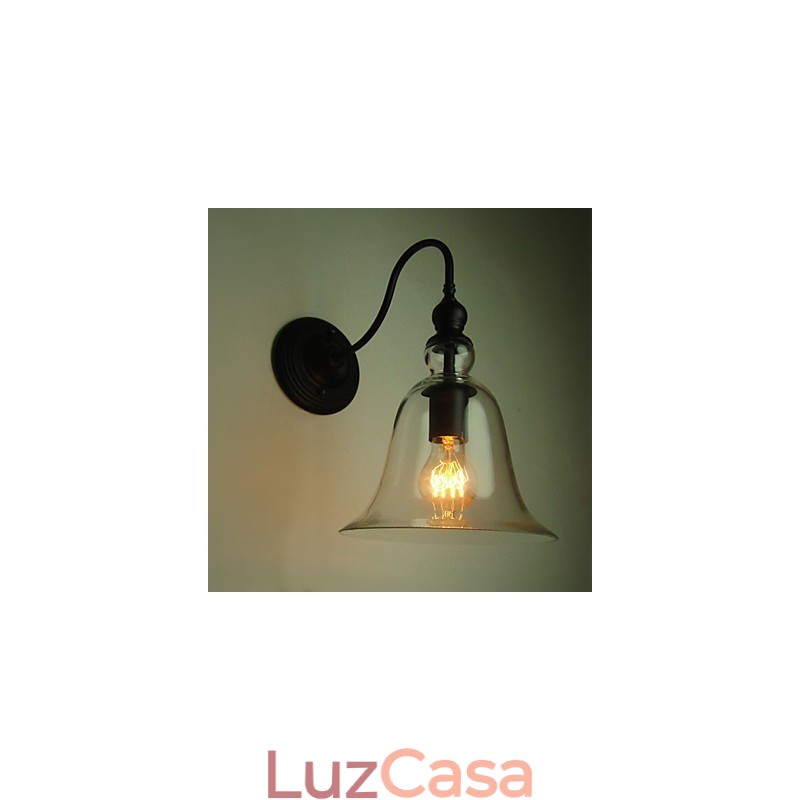 Luminária de parede vintage One Light Aço e vidro