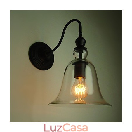 Luminária de parede vintage One Light Aço e vidro