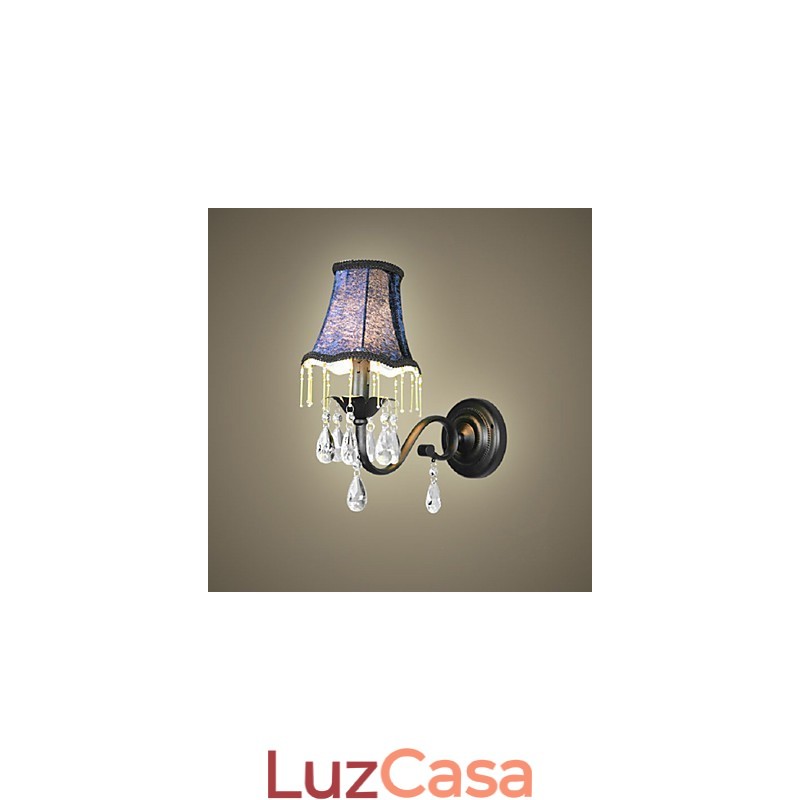 Luminária de parede de cristal com abajur de tecido mais vendida na Europa e nos EUA