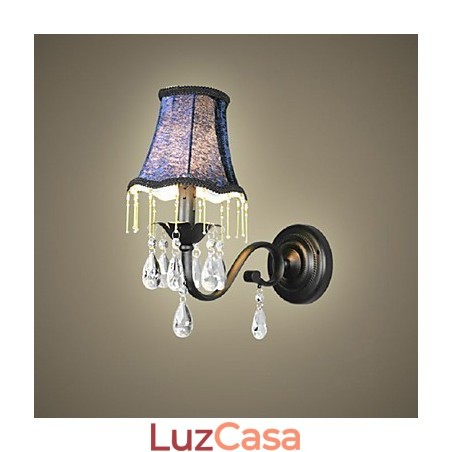 Luminária de parede de cristal com abajur de tecido mais vendida na Europa e nos EUA Luminária de parede de cristal com abajur de tecido mais vendida na Europa e nos EUA
