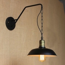 Luminária de parede de personalidade simples e criativa, corrente da indústria, luminária de parede de cabeceira de quarto de corredor de ferro retrô americana