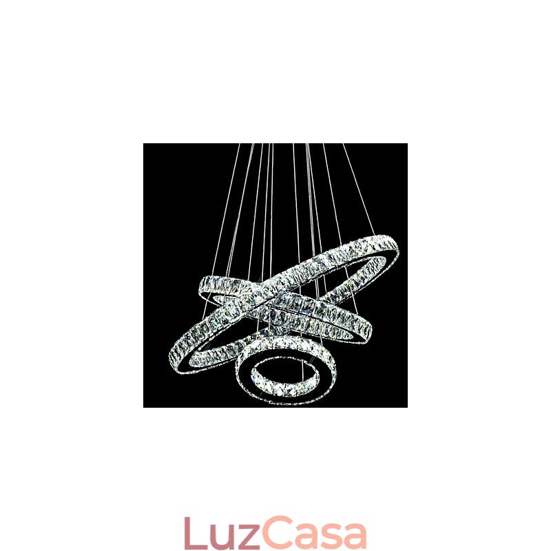 Luminária pendente de cristal moderna iluminação três anéis D406080 K9 grandes luminárias de teto de cristal