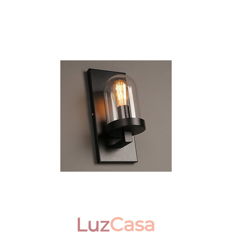 Luminária de parede criativa de ferro forjado e vidro rural