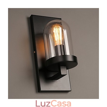 Luminária de parede criativa de ferro forjado e vidro rural Luminária de parede criativa de ferro forjado e vidro rural