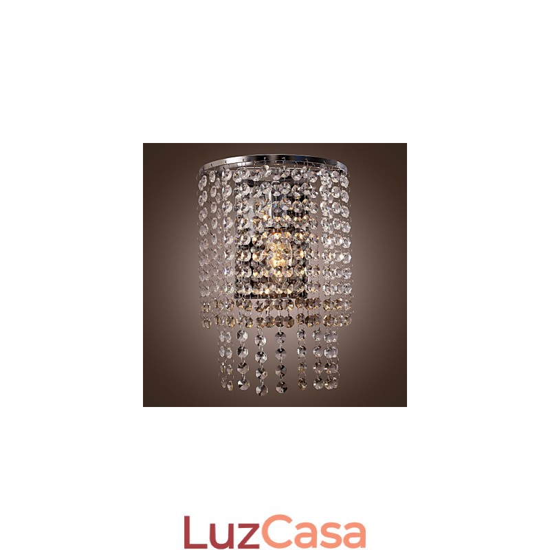 Luminária de parede de cristal contemporânea com 1 luz