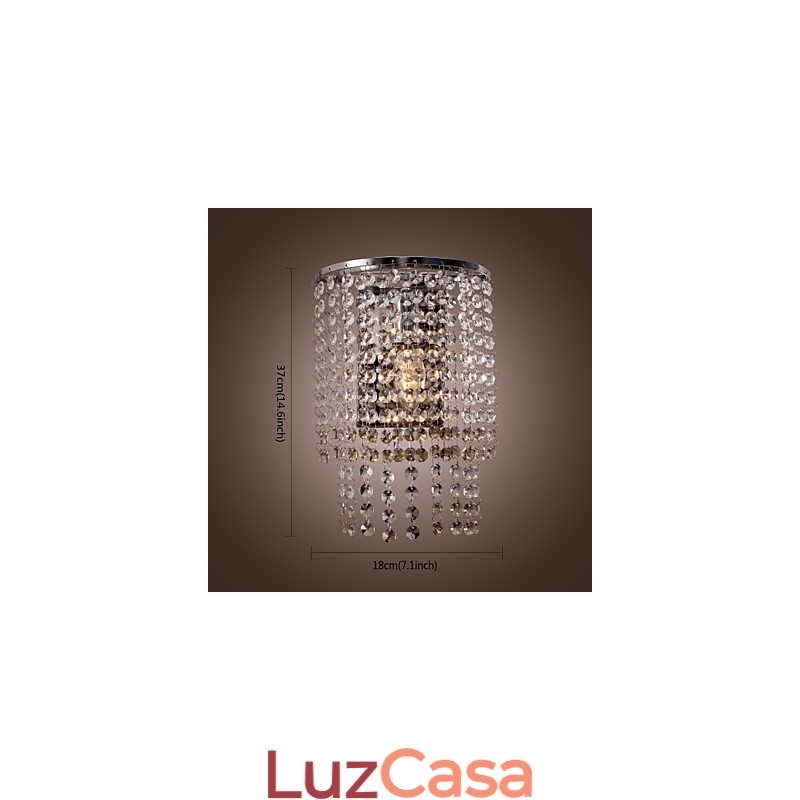 Luminária de parede de cristal contemporânea com 1 luz
