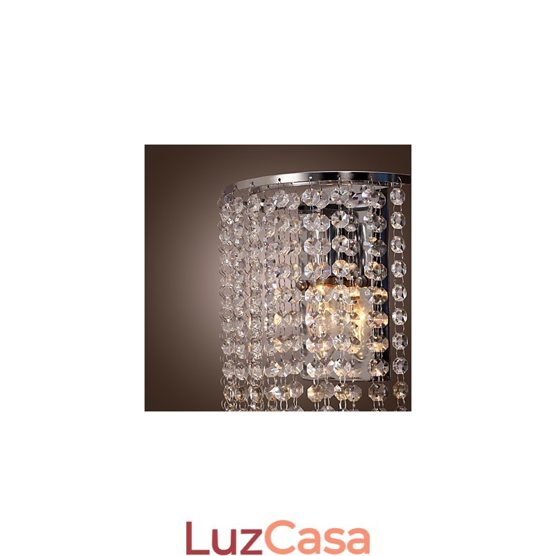 Luminária de parede de cristal contemporânea com 1 luz
