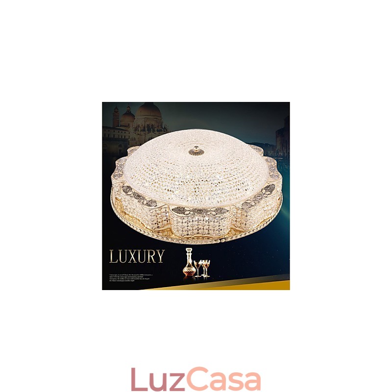 Luminária de teto de cristal de luxo moderna para absorver luz de cúpula com diâmetro de 50 cm