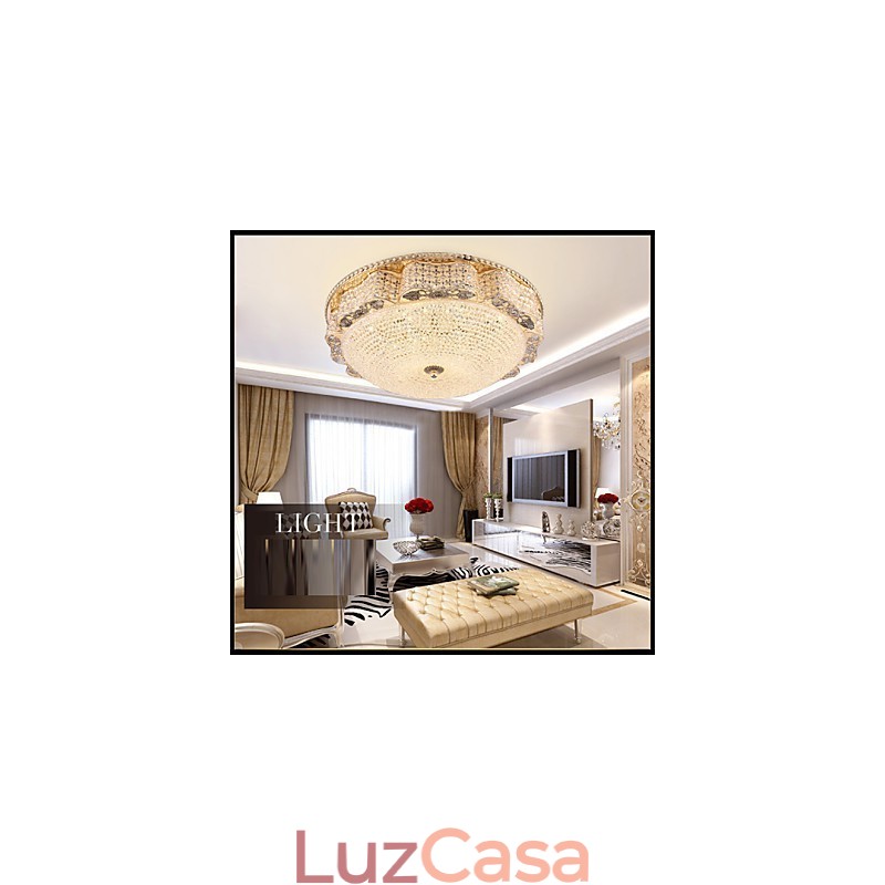 Luminária de teto de cristal de luxo moderna para absorver luz de cúpula com diâmetro de 50 cm