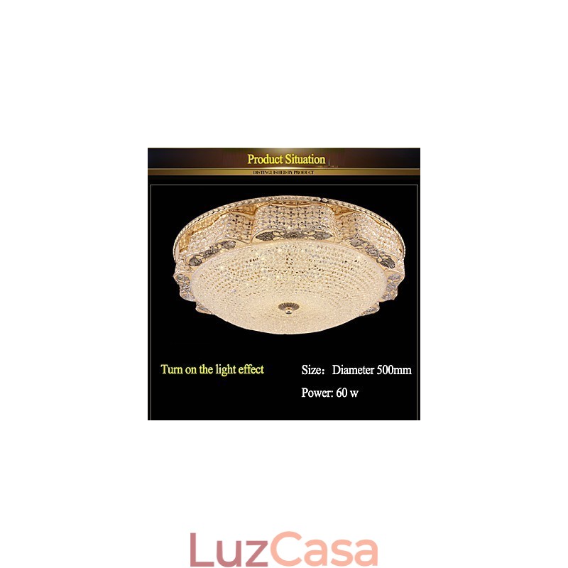 Luminária de teto de cristal de luxo moderna para absorver luz de cúpula com diâmetro de 50 cm