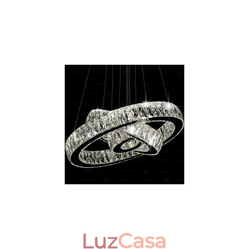 Luminária pendente de cristal moderna iluminação três anéis D406080 K9 grandes luminárias de teto de cristal