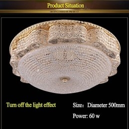 Luminária de teto de cristal de luxo moderna para absorver luz de cúpula com diâmetro de 50 cm