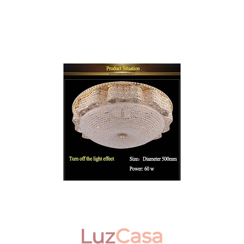 Luminária de teto de cristal de luxo moderna para absorver luz de cúpula com diâmetro de 50 cm