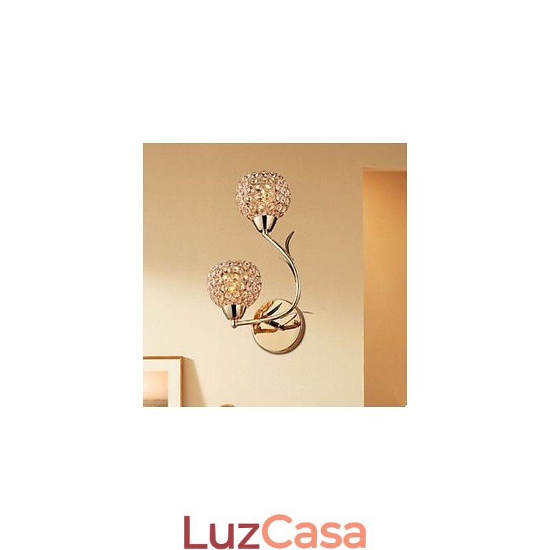 Luminária de parede de cristal K9 de cabeça dupla dourada contraída e contemporânea