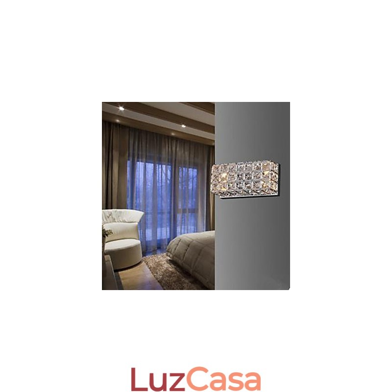 Luminária de parede quadrada contraída e contemporânea K9 Cristal