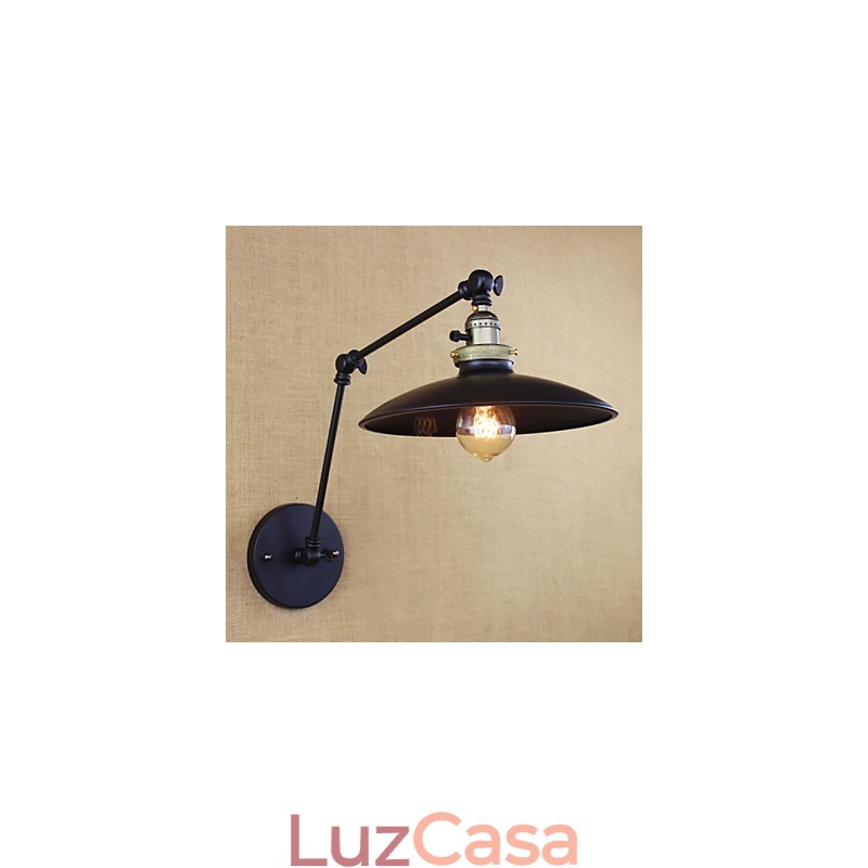 Luminária de parede de braço longo de ferro industrial minimalista americana com interruptor