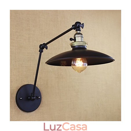 Luminária de parede de braço longo de ferro industrial minimalista americana com interruptor