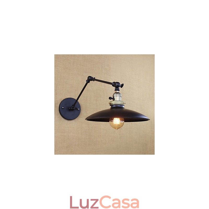 Luminária de parede de braço longo de ferro industrial minimalista americana com interruptor