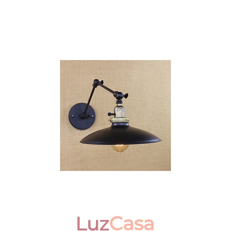 Luminária de parede de braço longo de ferro industrial minimalista americana com interruptor