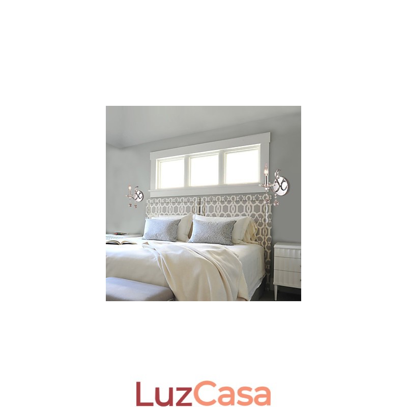 Luminária de parede de cristal prateado com 1 luz