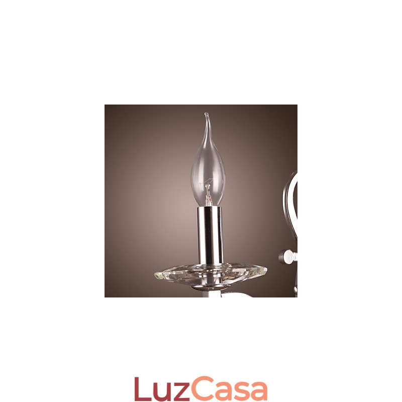 Luminária de parede de cristal prateado com 1 luz