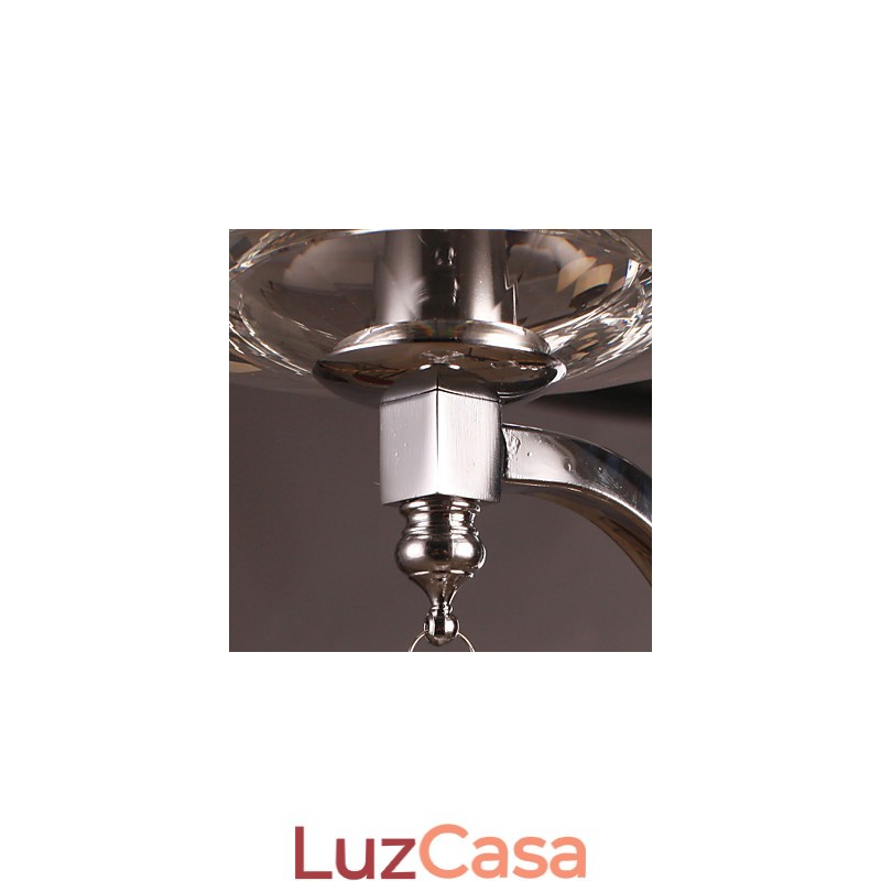 Luminária de parede de cristal prateado com 1 luz