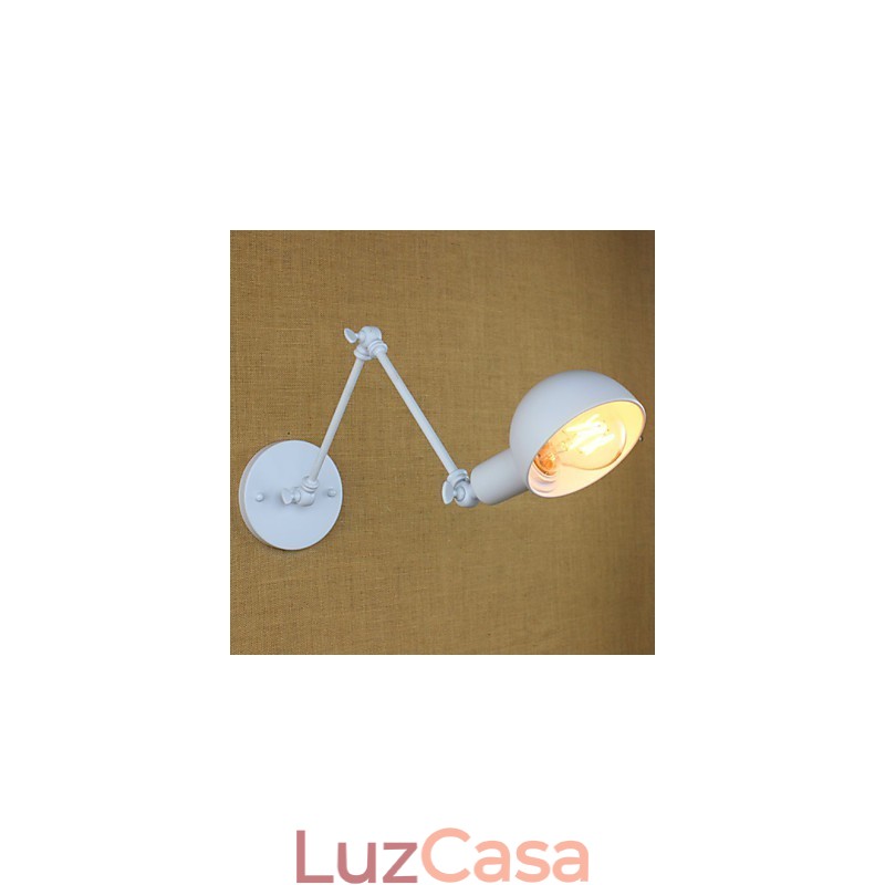 Luminária de parede dupla de ferro forjado de braço longo branco moderno para sala de estar, corredor, quarto, cabeceira, estudo