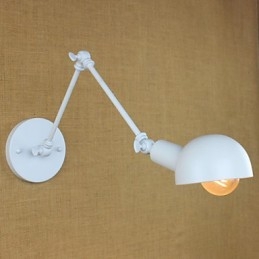 Luminária de parede dupla de ferro forjado de braço longo branco moderno para sala de estar, corredor, quarto, cabeceira, estudo