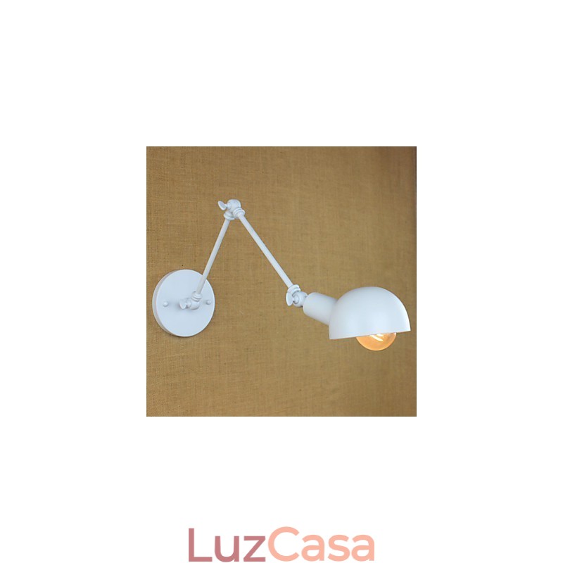 Luminária de parede dupla de ferro forjado de braço longo branco moderno para sala de estar, corredor, quarto, cabeceira, estudo