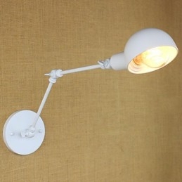 Luminária de parede dupla de ferro forjado de braço longo branco moderno para sala de estar, corredor, quarto, cabeceira, estudo