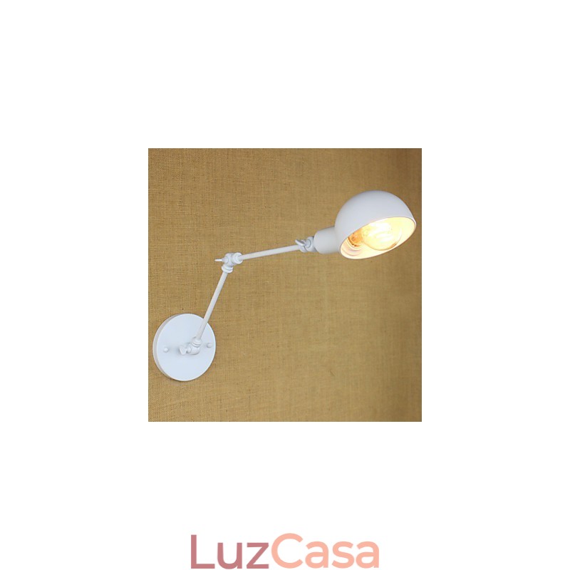 Luminária de parede dupla de ferro forjado de braço longo branco moderno para sala de estar, corredor, quarto, cabeceira, estudo