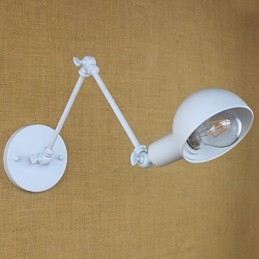 Luminária de parede dupla de ferro forjado de braço longo branco moderno para sala de estar, corredor, quarto, cabeceira, estudo