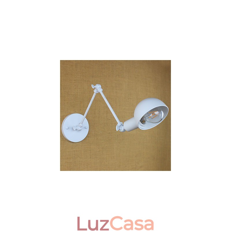Luminária de parede dupla de ferro forjado de braço longo branco moderno para sala de estar, corredor, quarto, cabeceira, estudo